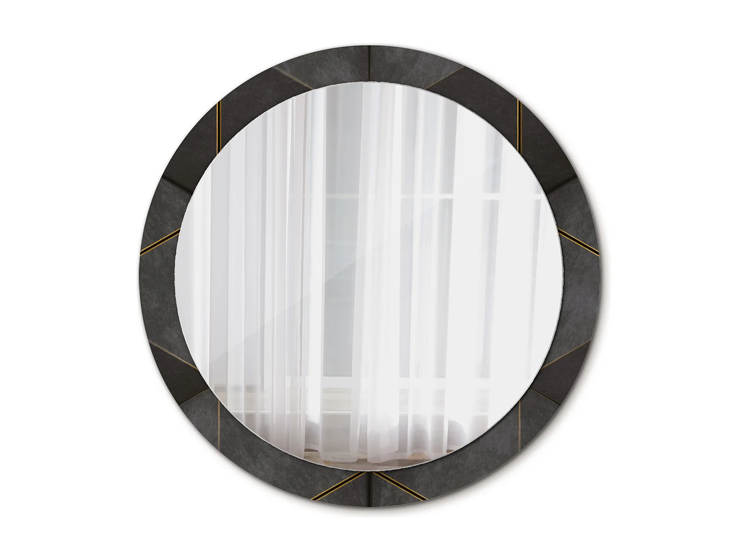 Dekorativer runder Spiegel - Graue Dreiecke - 90 cm