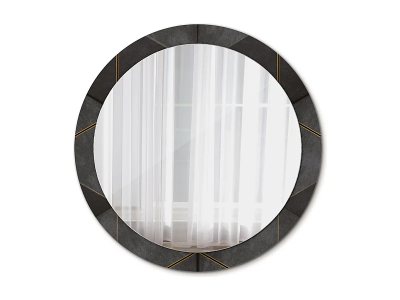 Dekorativer runder Spiegel - Graue Dreiecke - 90 cm