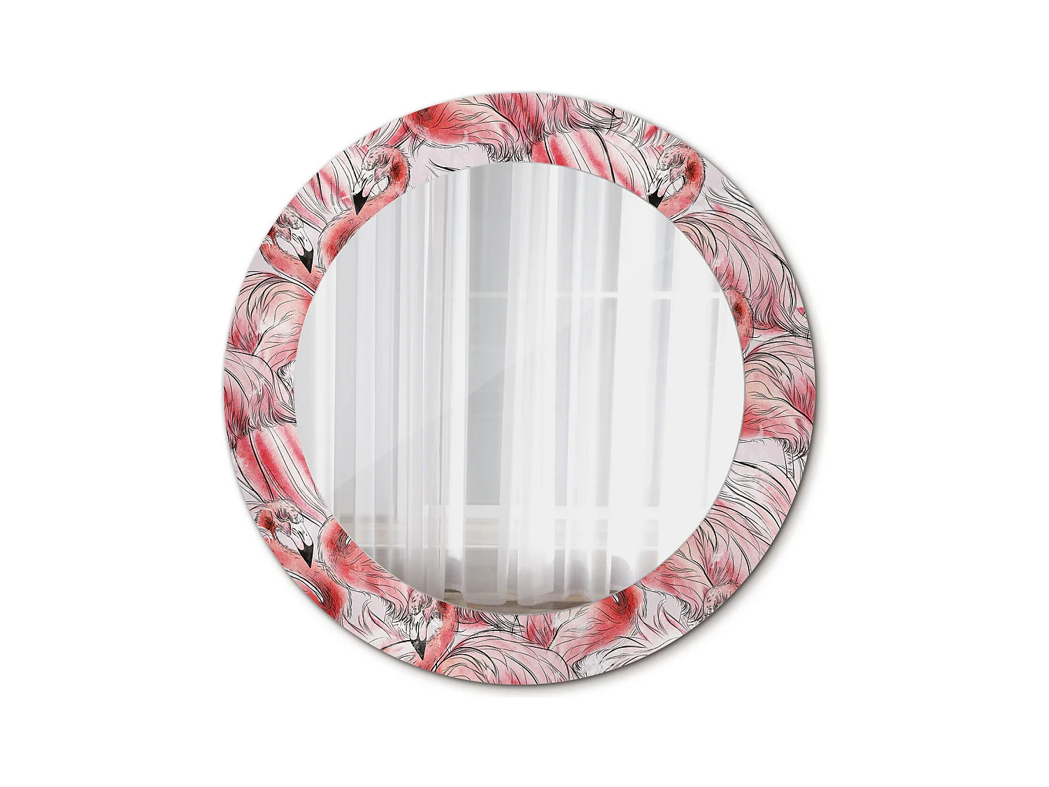 Miroir rond décoratif - Flamants roses - 60 cm