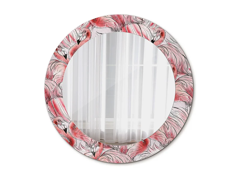 Runder dekorativer Spiegel - Flamingos - 60 cm