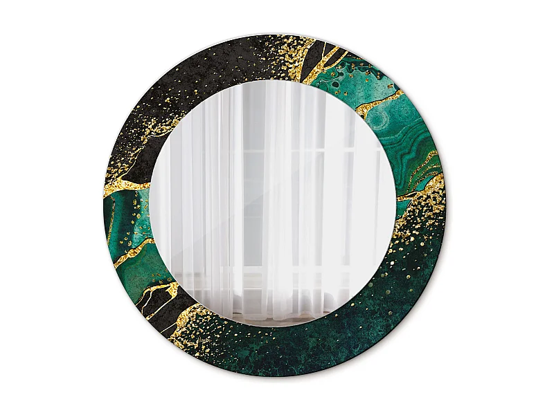 Ronde decoratieve spiegel - Groen Marmer - 50 cm