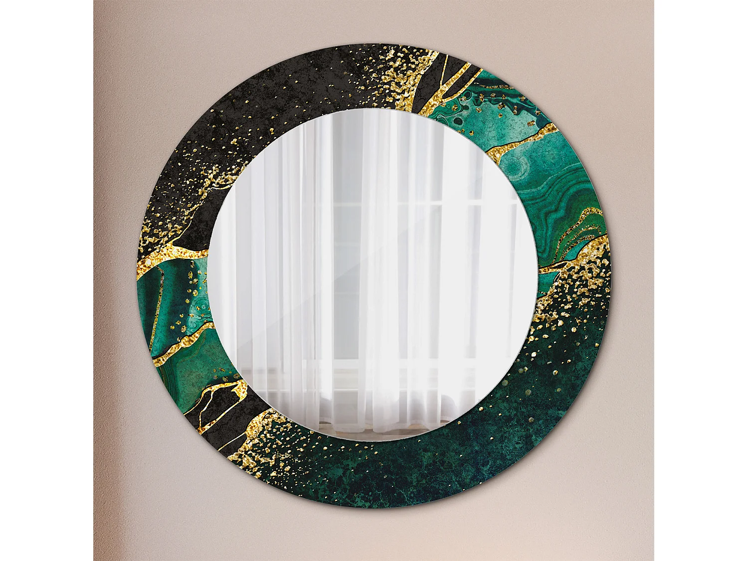 Ronde decoratieve spiegel - Groen Marmer - 50 cm