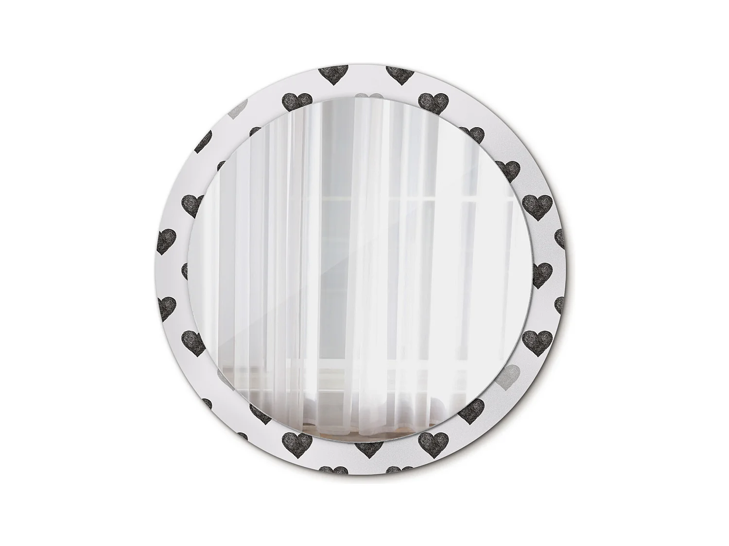 Specchio rotondo decorativo - Cuori astratti - 90 cm