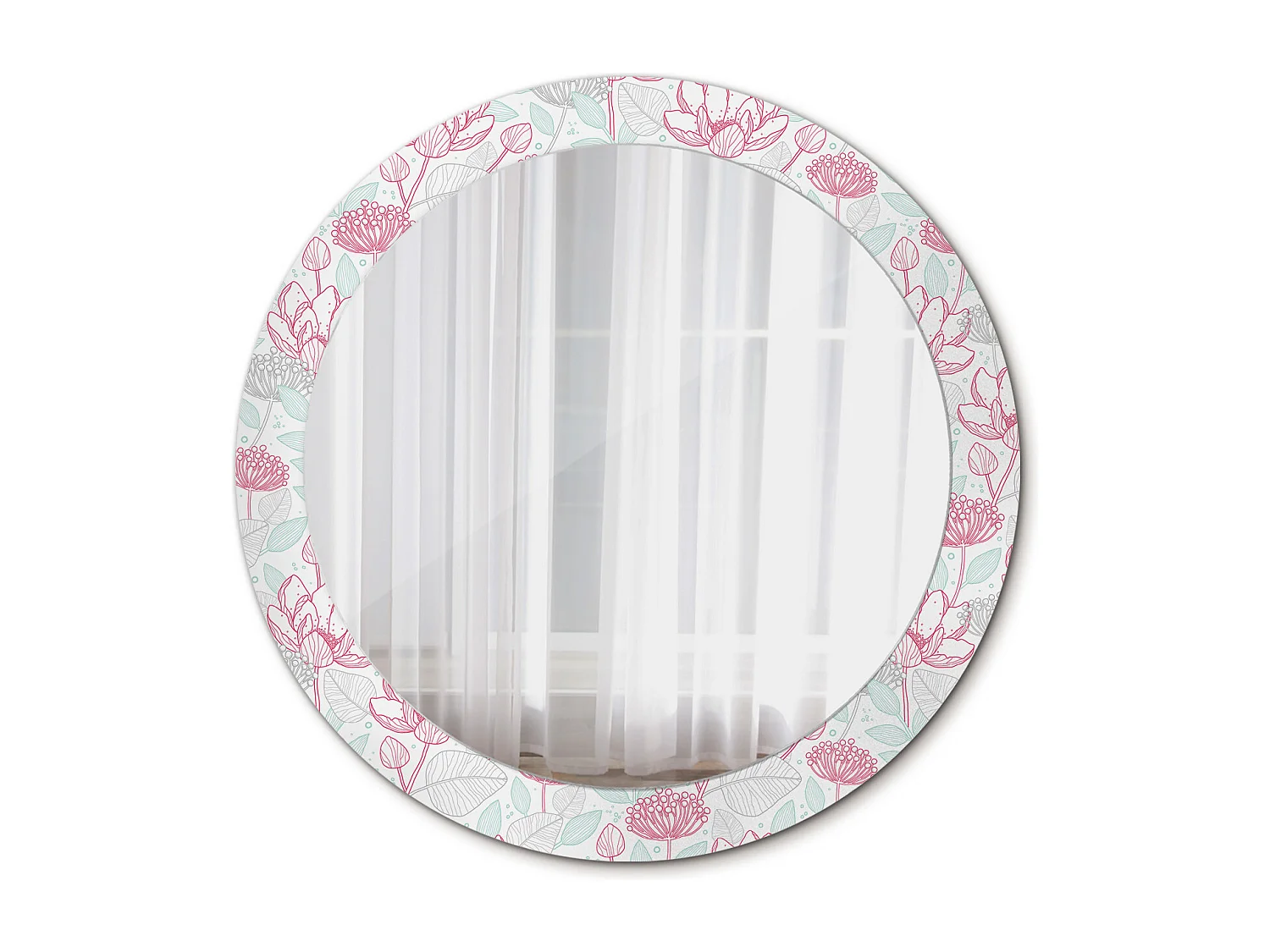 Runder dekorativer Spiegel - Blumen - 80 cm