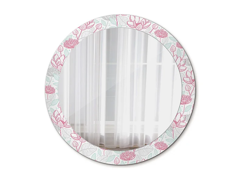Runder dekorativer Spiegel - Blumen - 80 cm