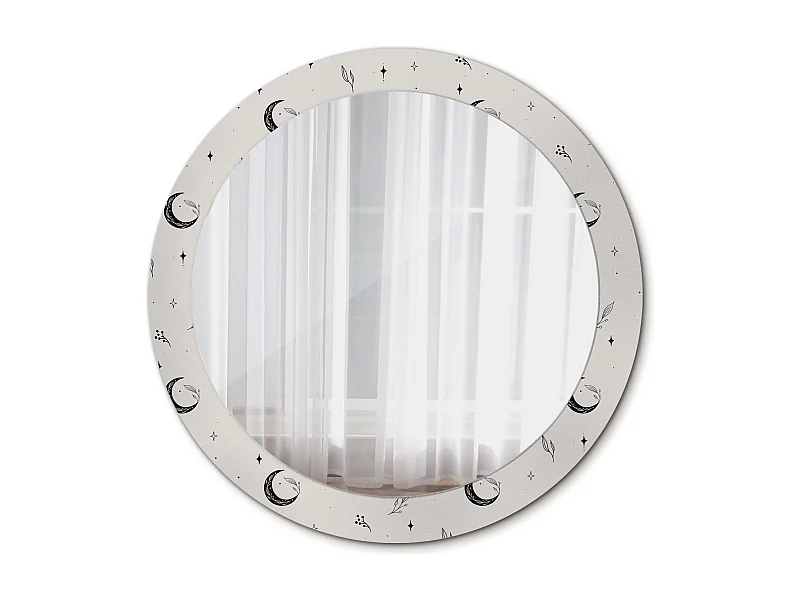 Runder dekorativer Spiegel - Doodle Plants - 80 cm