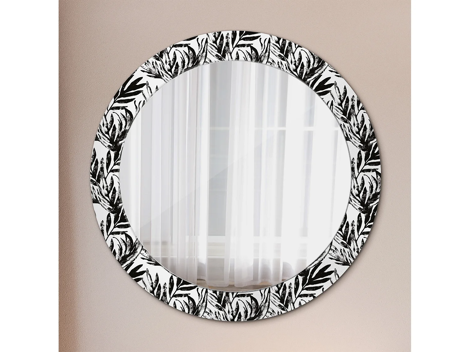 Miroir rond décoratif - Marbre marron - 70 cm