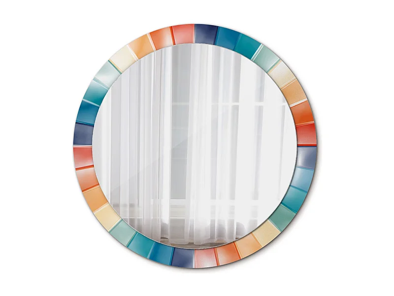 Runder dekorativer Spiegel – Bunte Ray-Fliesen – 90 cm