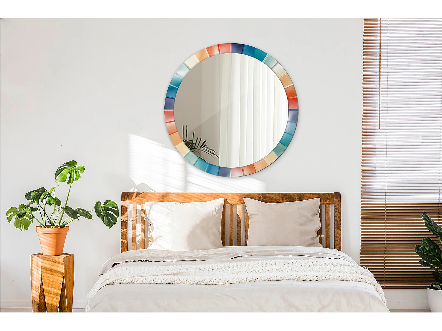 Runder dekorativer Spiegel – Bunte Ray-Fliesen – 90 cm