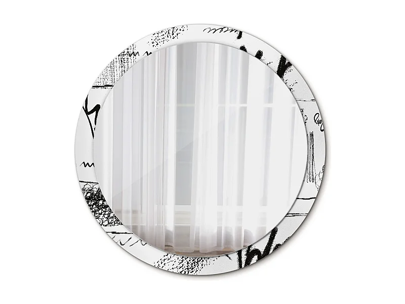 Dekorativer runder Spiegel - Graffiti-Motiv - 100 cm
