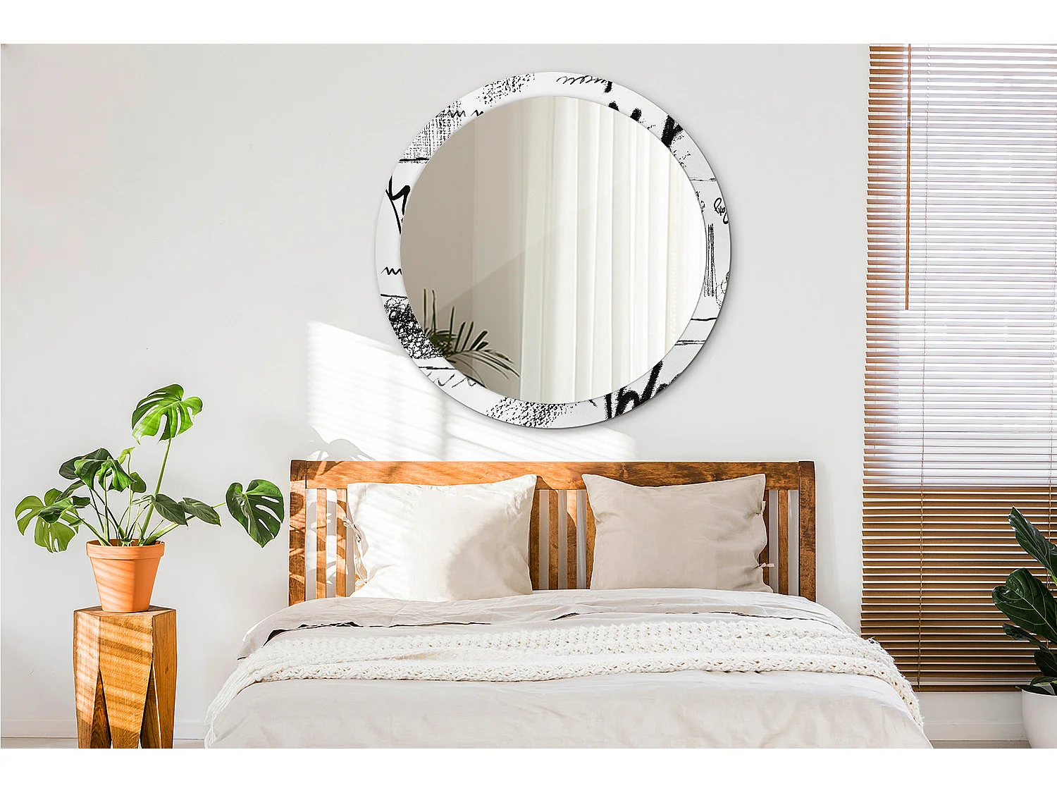 Dekorativer runder Spiegel - Graffiti-Motiv - 100 cm