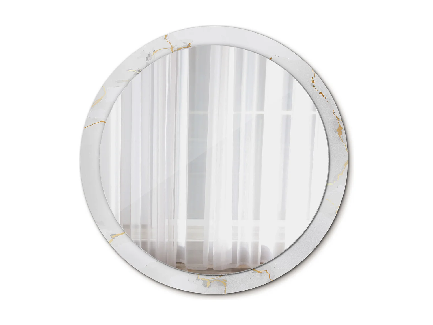 Miroir rond décoratif - Marbre blanc - 100 cm