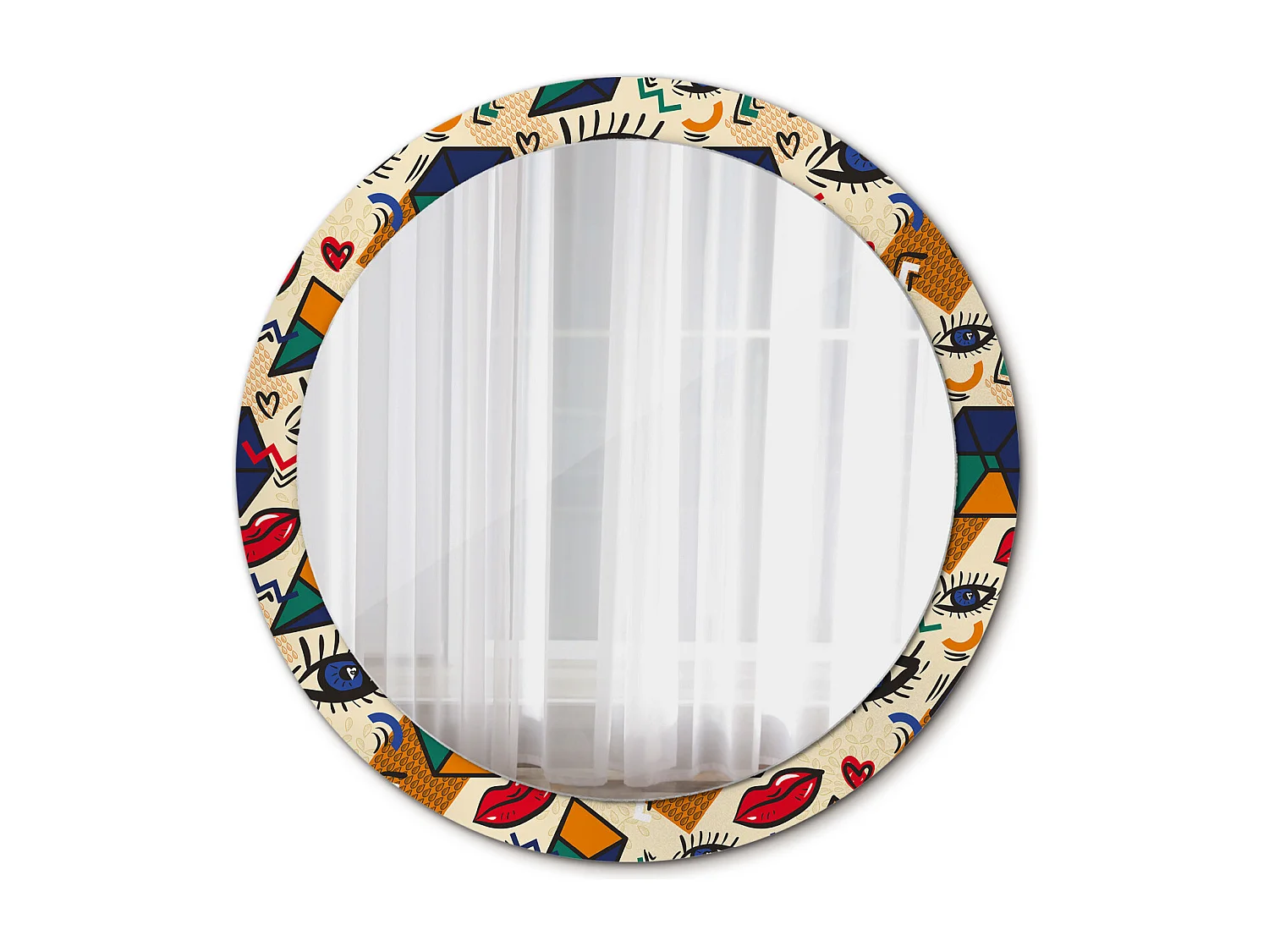 Miroir rond décoratif - Style Pop art - 90 cm