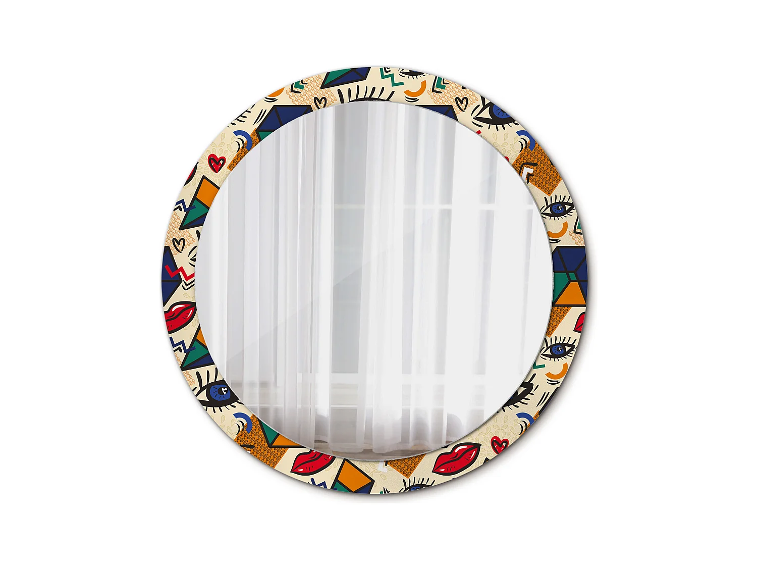Miroir rond décoratif - Style Pop art - 90 cm