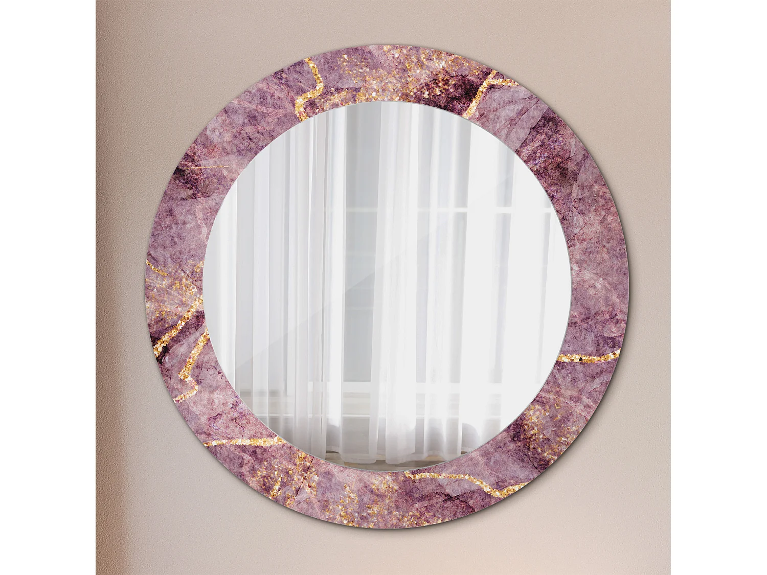 Espejo decorativo redondo - Aspecto mármol - 60 cm