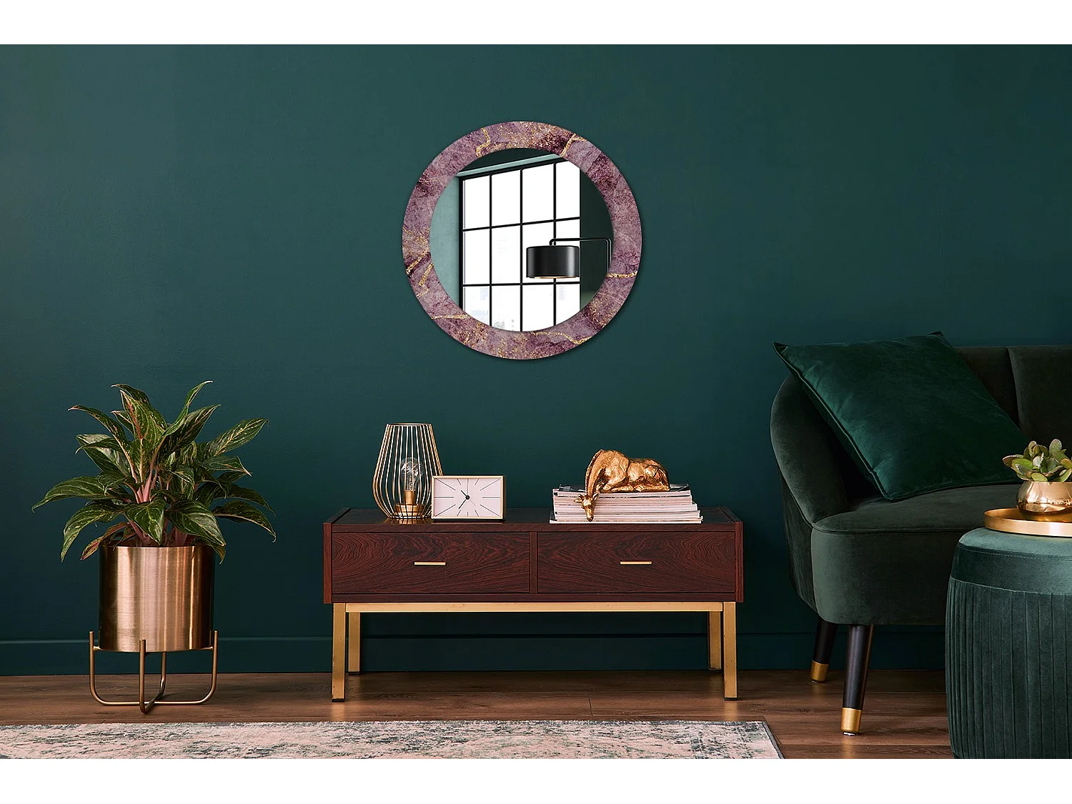 Espejo decorativo redondo - Aspecto mármol - 60 cm