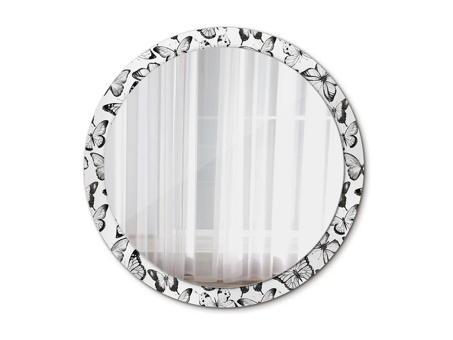 Miroir rond décoratif - Papillons - 100 cm