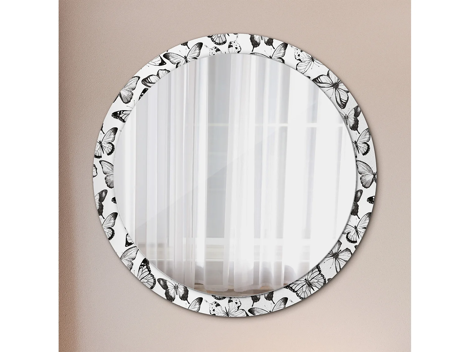 Miroir rond décoratif - Papillons - 100 cm