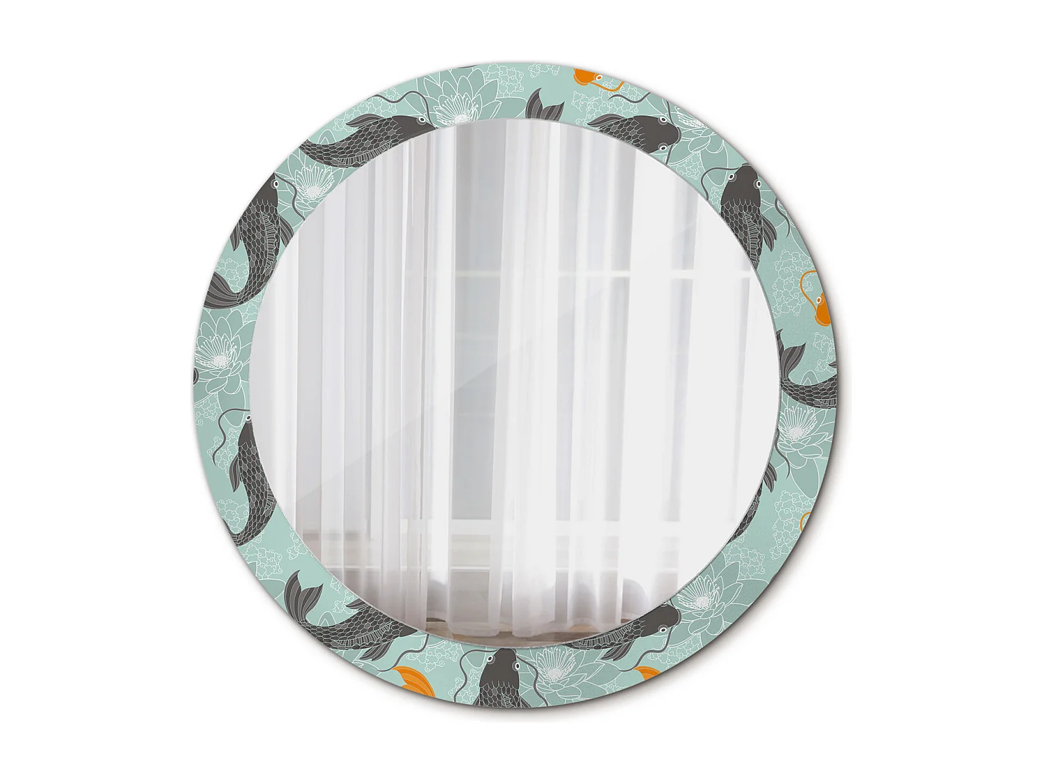 Dekorativer runder Spiegel - Koi-Karpfen - 80 cm