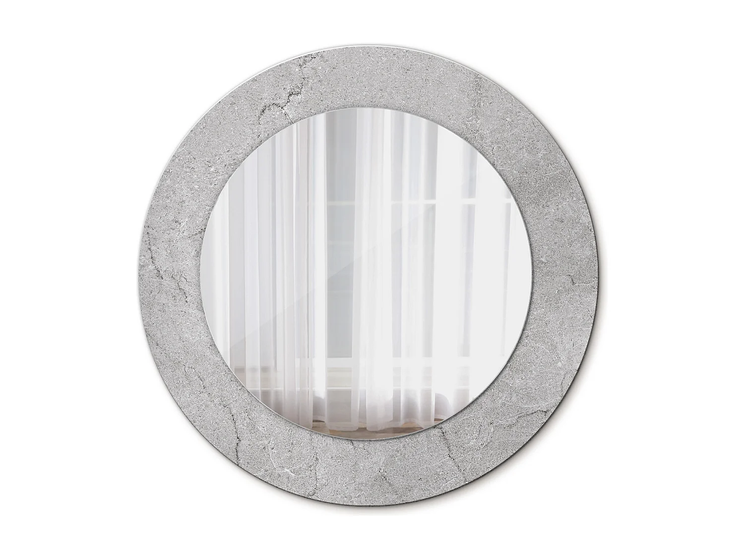 Ronde decoratieve spiegel - Grijs beton - 50 cm