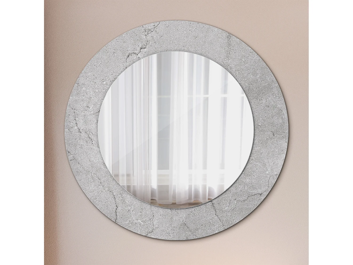 Ronde decoratieve spiegel - Grijs beton - 50 cm