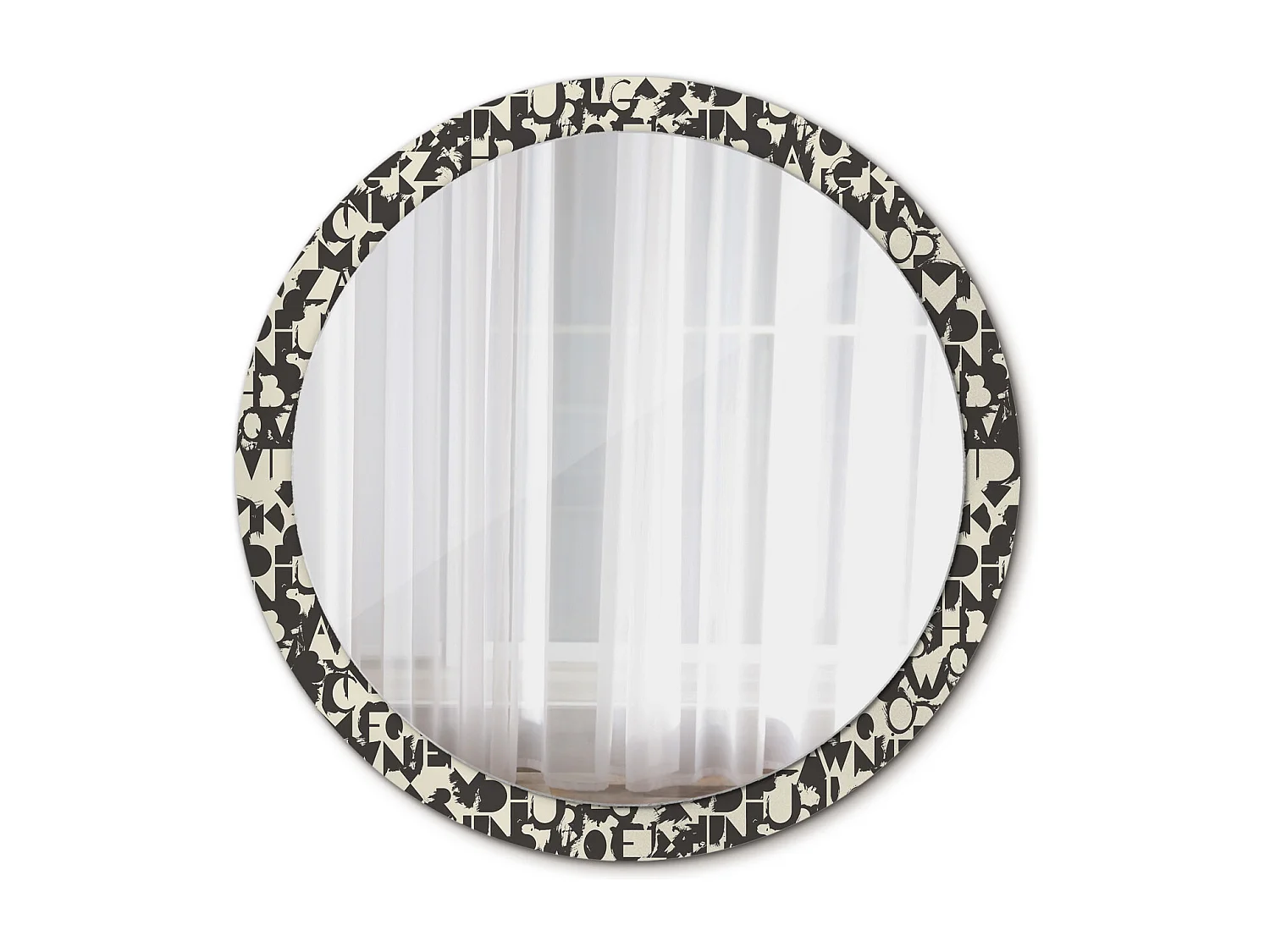 Runder dekorativer Spiegel - Buchstaben - 100 cm