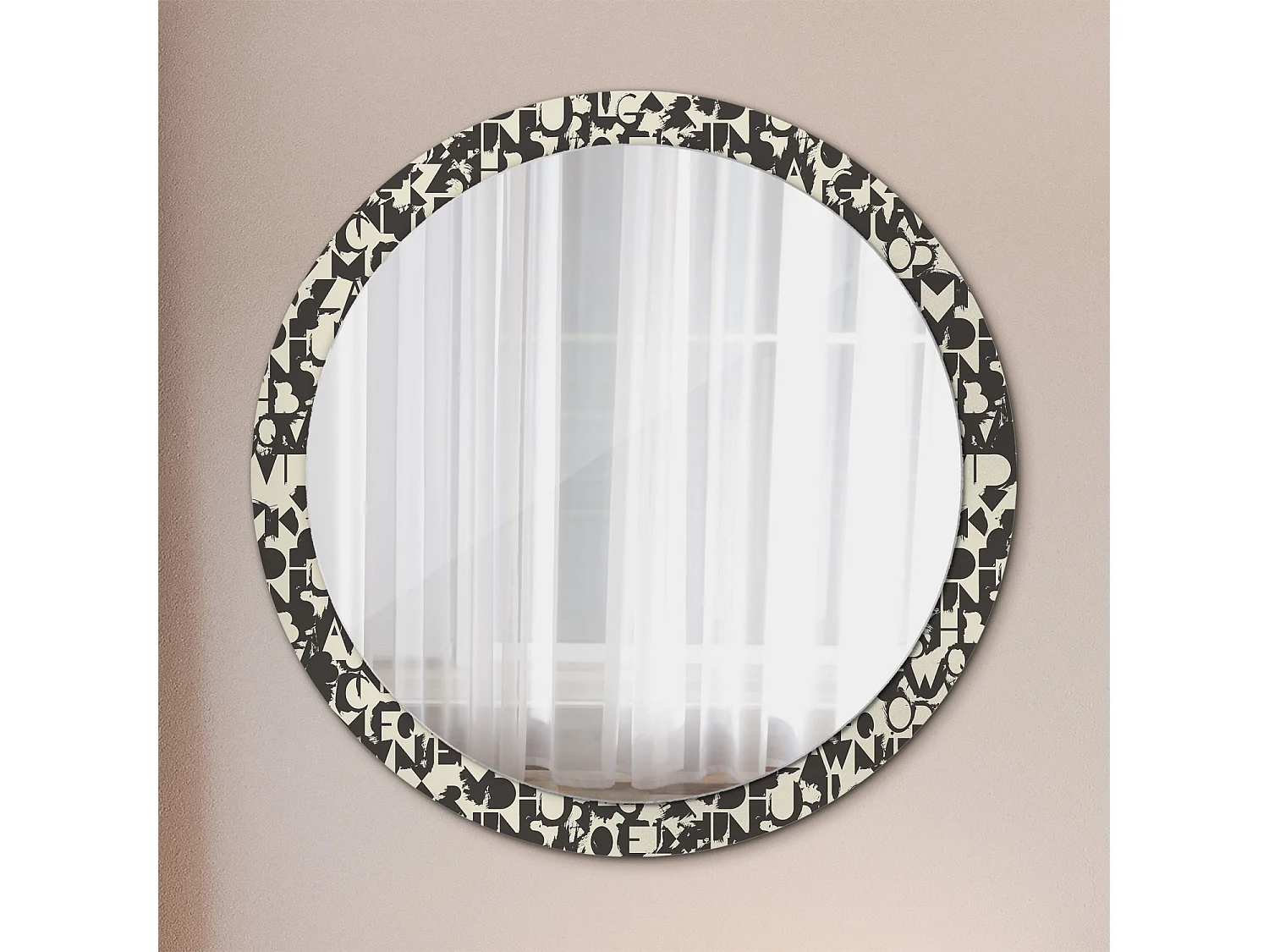 Runder dekorativer Spiegel - Buchstaben - 100 cm