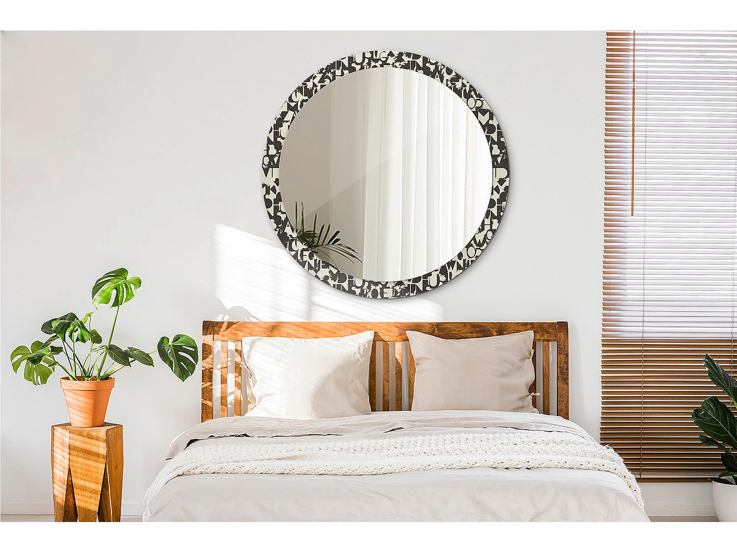 Runder dekorativer Spiegel - Buchstaben - 100 cm