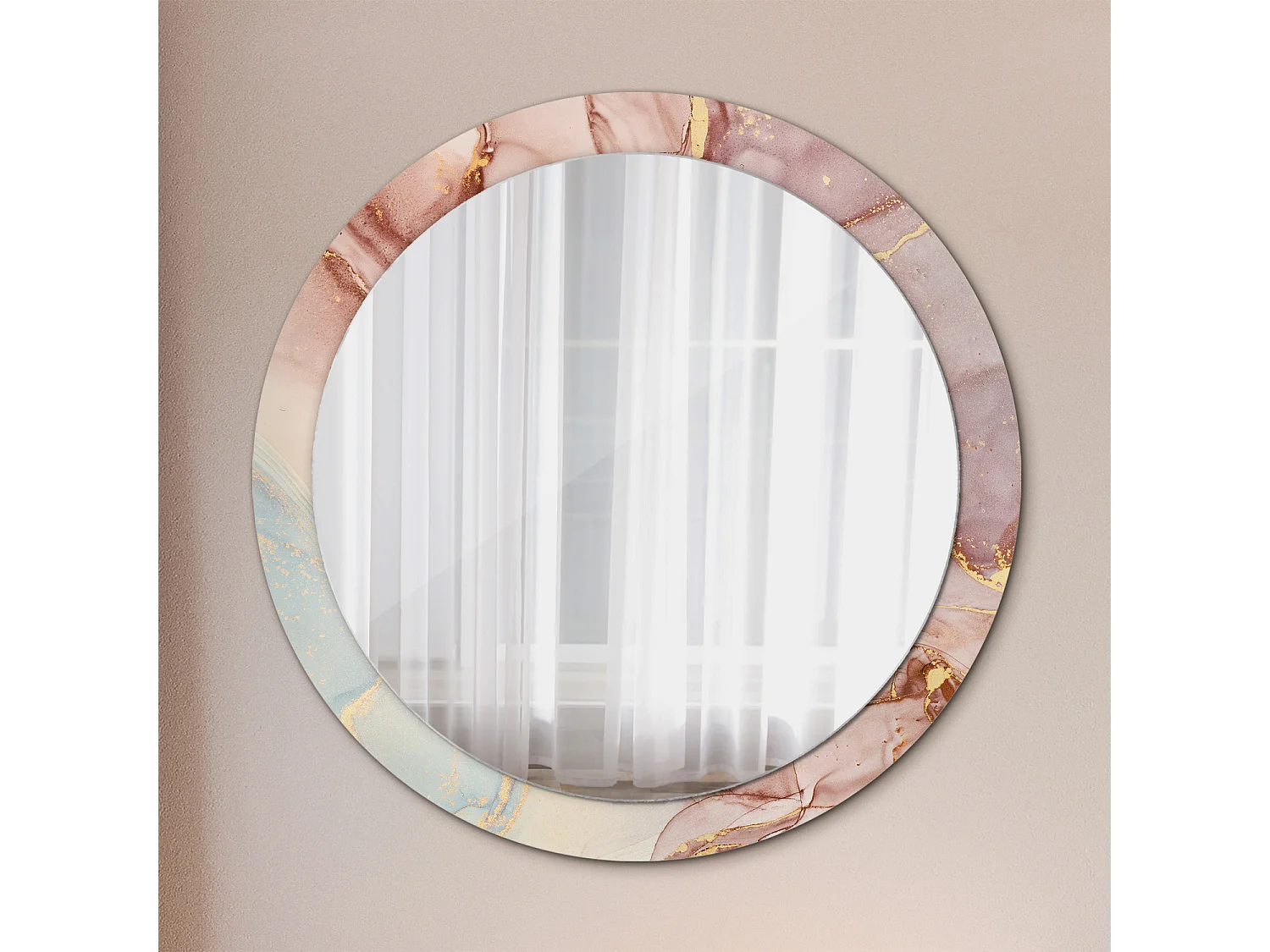 Miroir rond décoratif - Liquide abstrait - 90 cm