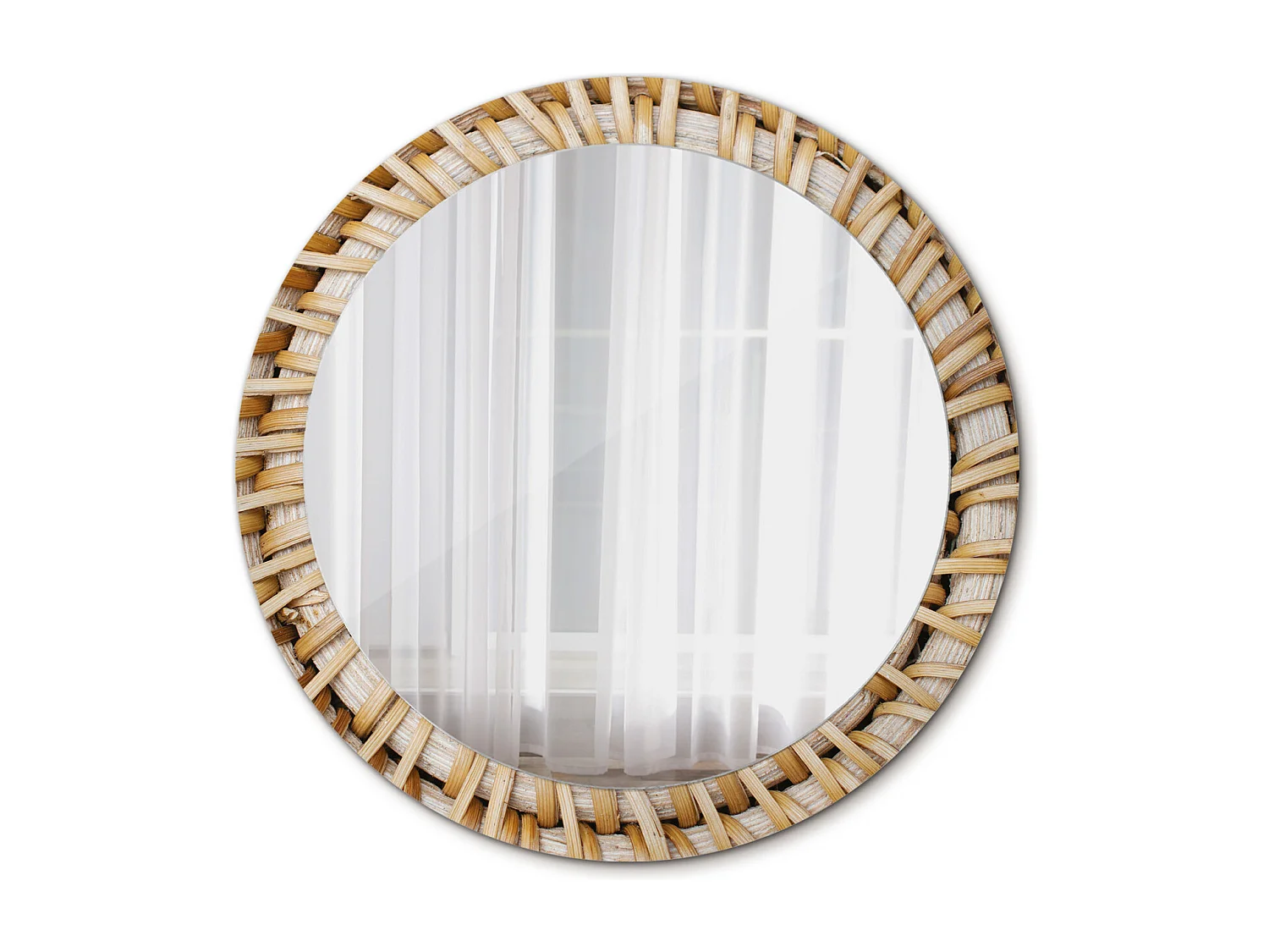 Decoratieve ronde spiegel - gevlochten - 80 cm