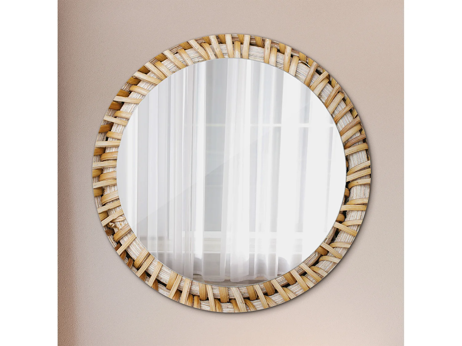 Decoratieve ronde spiegel - gevlochten - 80 cm