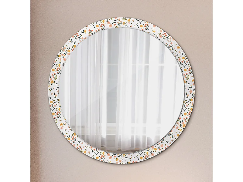 Dekorativer runder Spiegel - Kleine Blumen - 100 cm