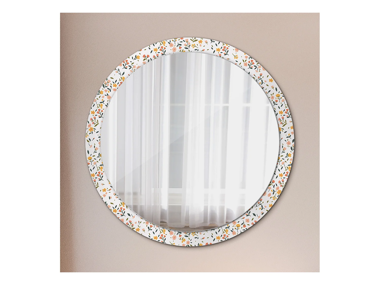 Miroir rond décoratif - Petites fleurs - 100 cm