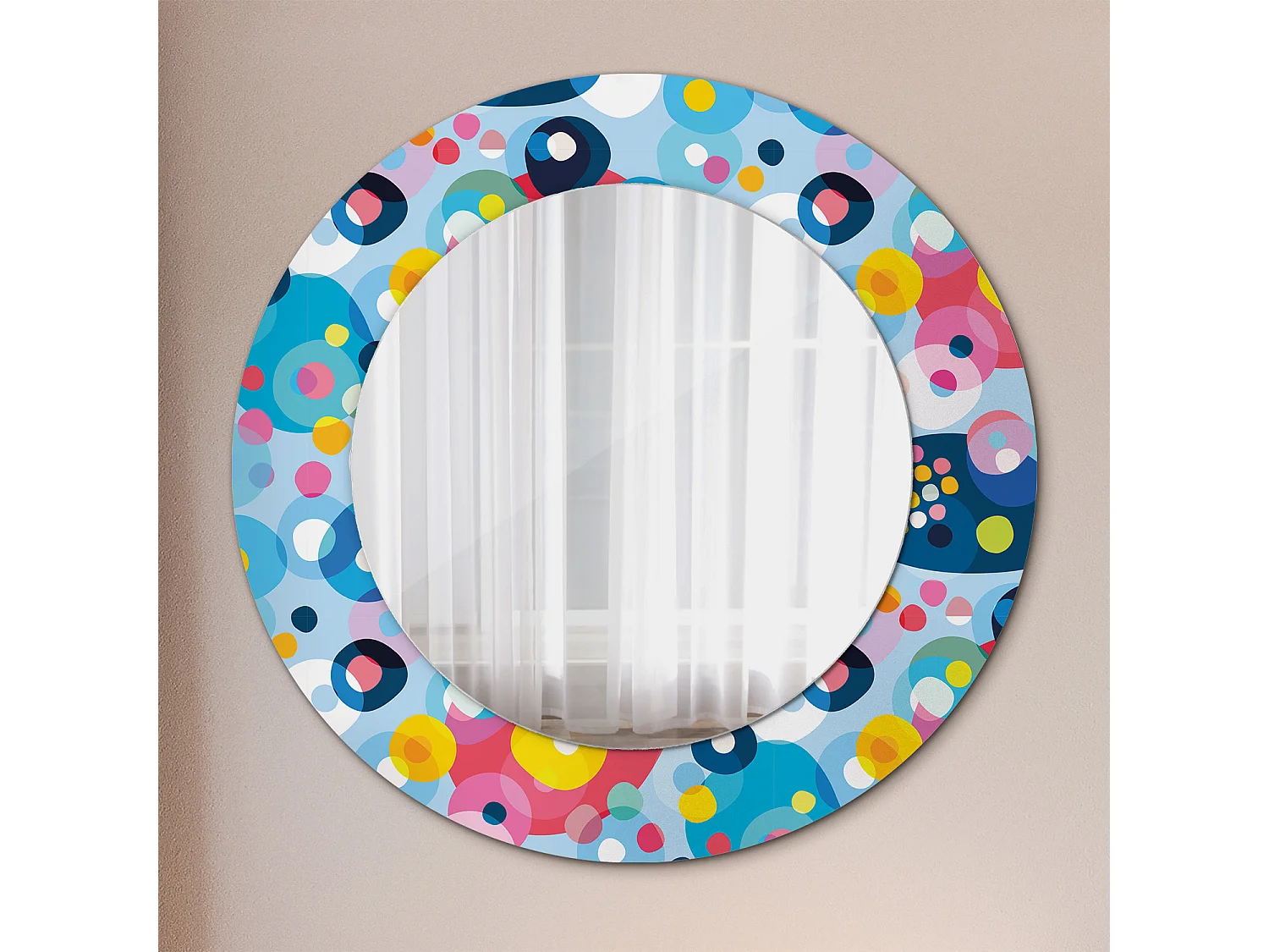 Dekorativer runder Spiegel – Farbige Kreise – 50 cm