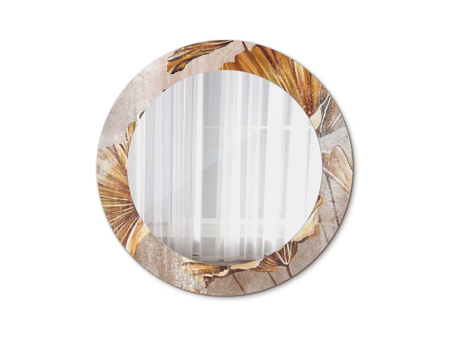 Miroir rond décoratif - Feuilles de Bohème - 60 cm