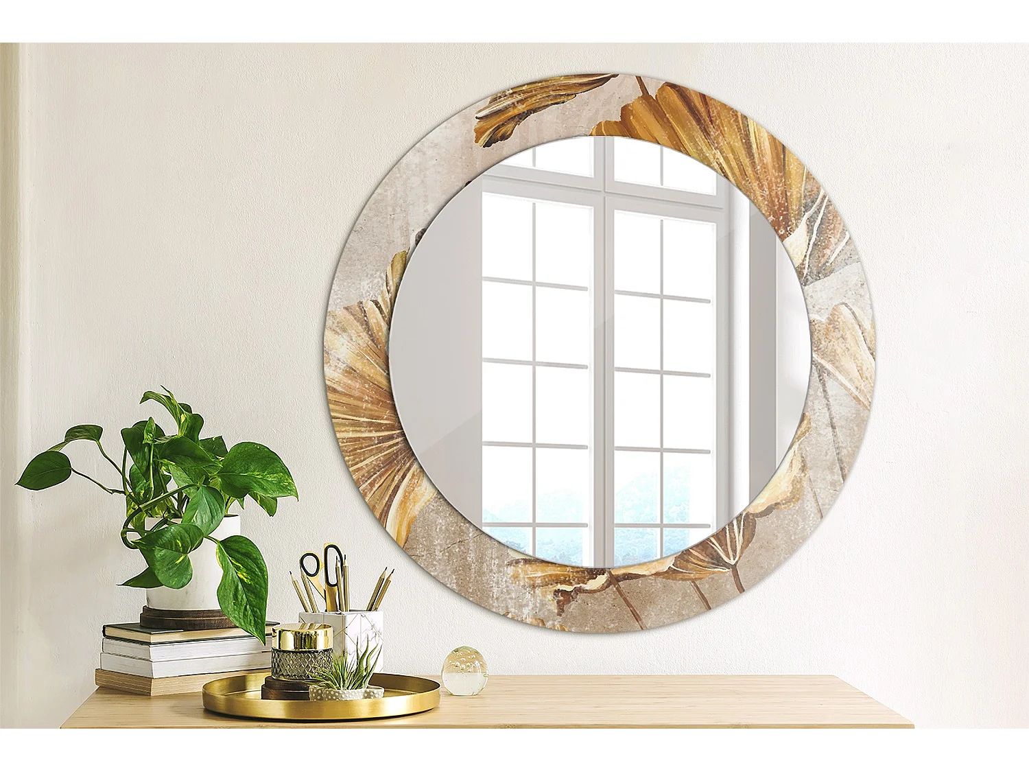 Runder dekorativer Spiegel - Böhmische Blätter - 60 cm