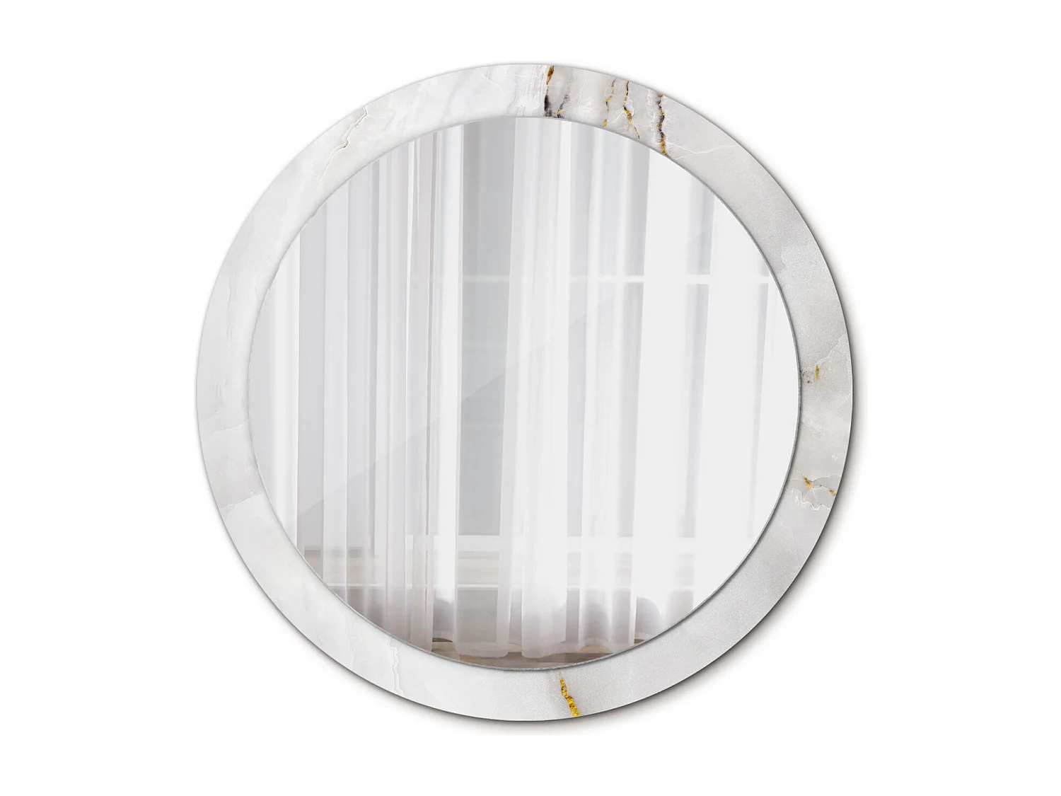 Miroir rond décoratif - Marbre brillant - 90 cm