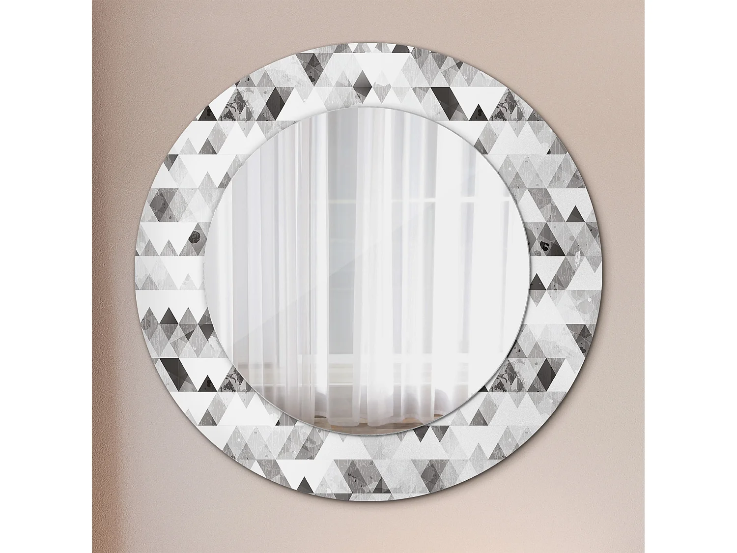 Runder dekorativer Spiegel - Dreiecke - 50 cm