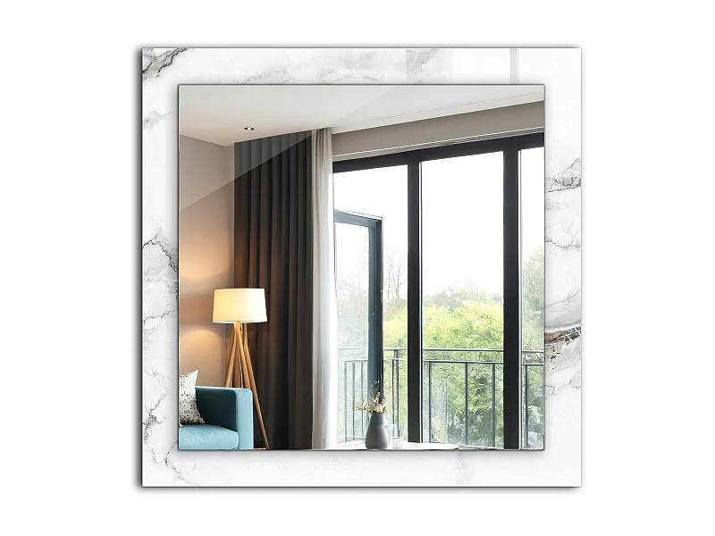 Miroir décoratif avec cadre, motif marbre, 60 x 60 cm