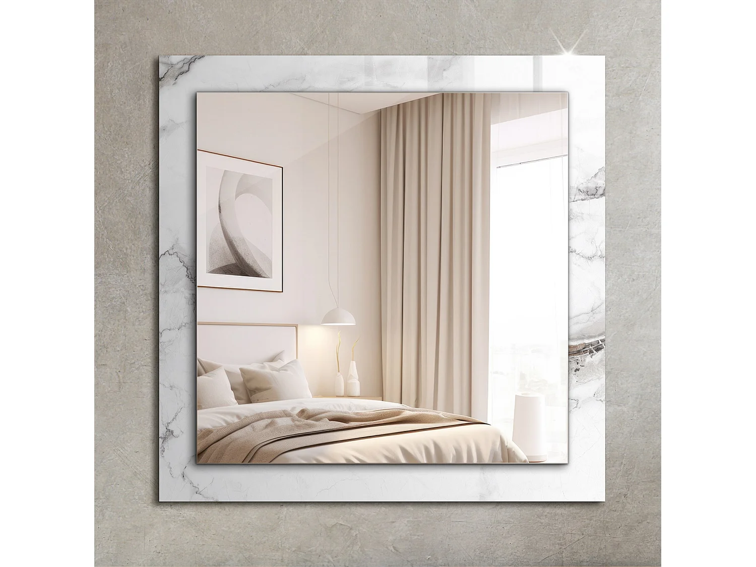 Dekorativer Spiegel mit Rahmen, Marmormuster, 60 x 60 cm