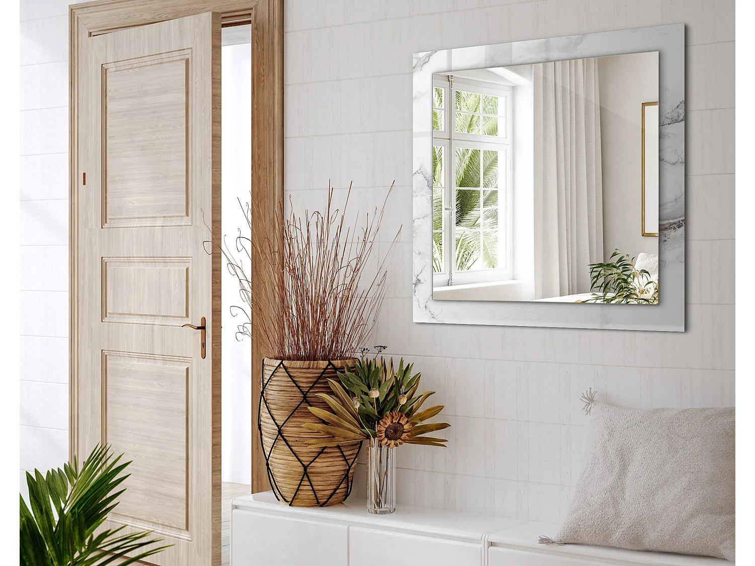 Dekorativer Spiegel mit Rahmen, Marmormuster, 60 x 60 cm