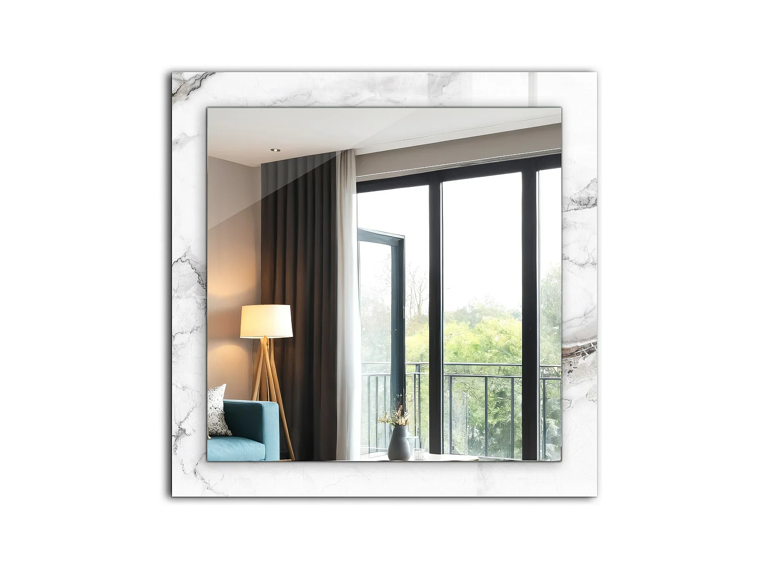 Miroir décoratif avec cadre, motif marbre, 60 x 60 cm