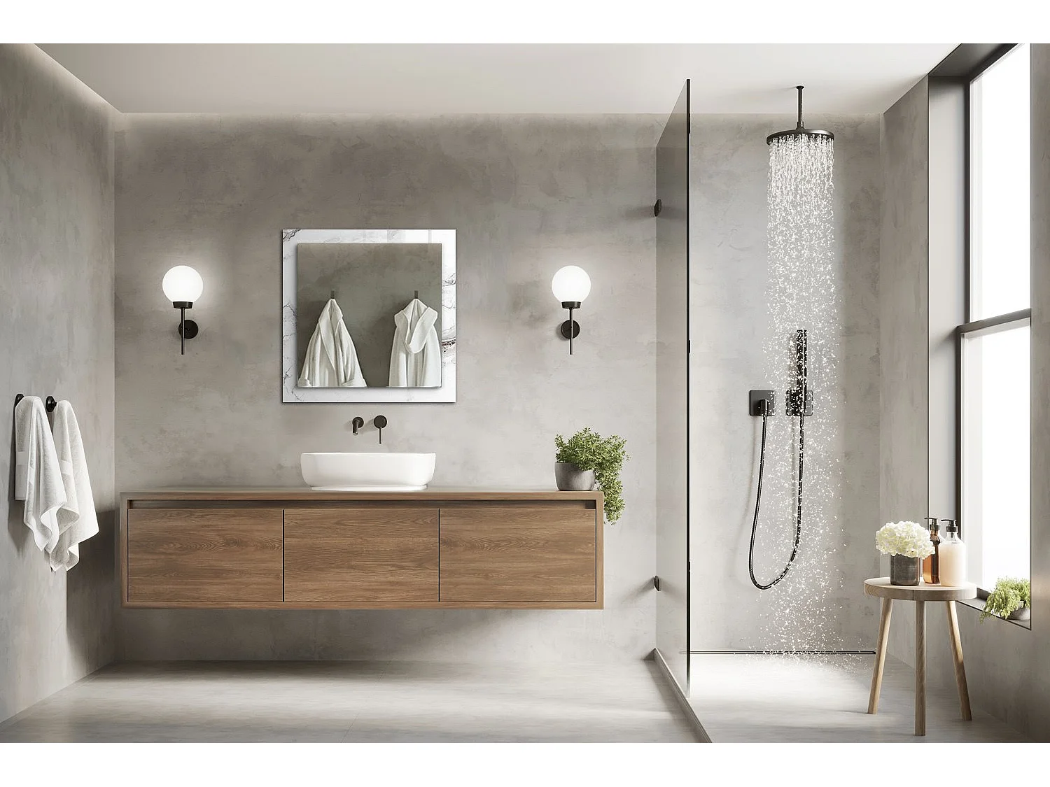 Dekorativer Spiegel mit Rahmen, Marmormuster, 60 x 60 cm