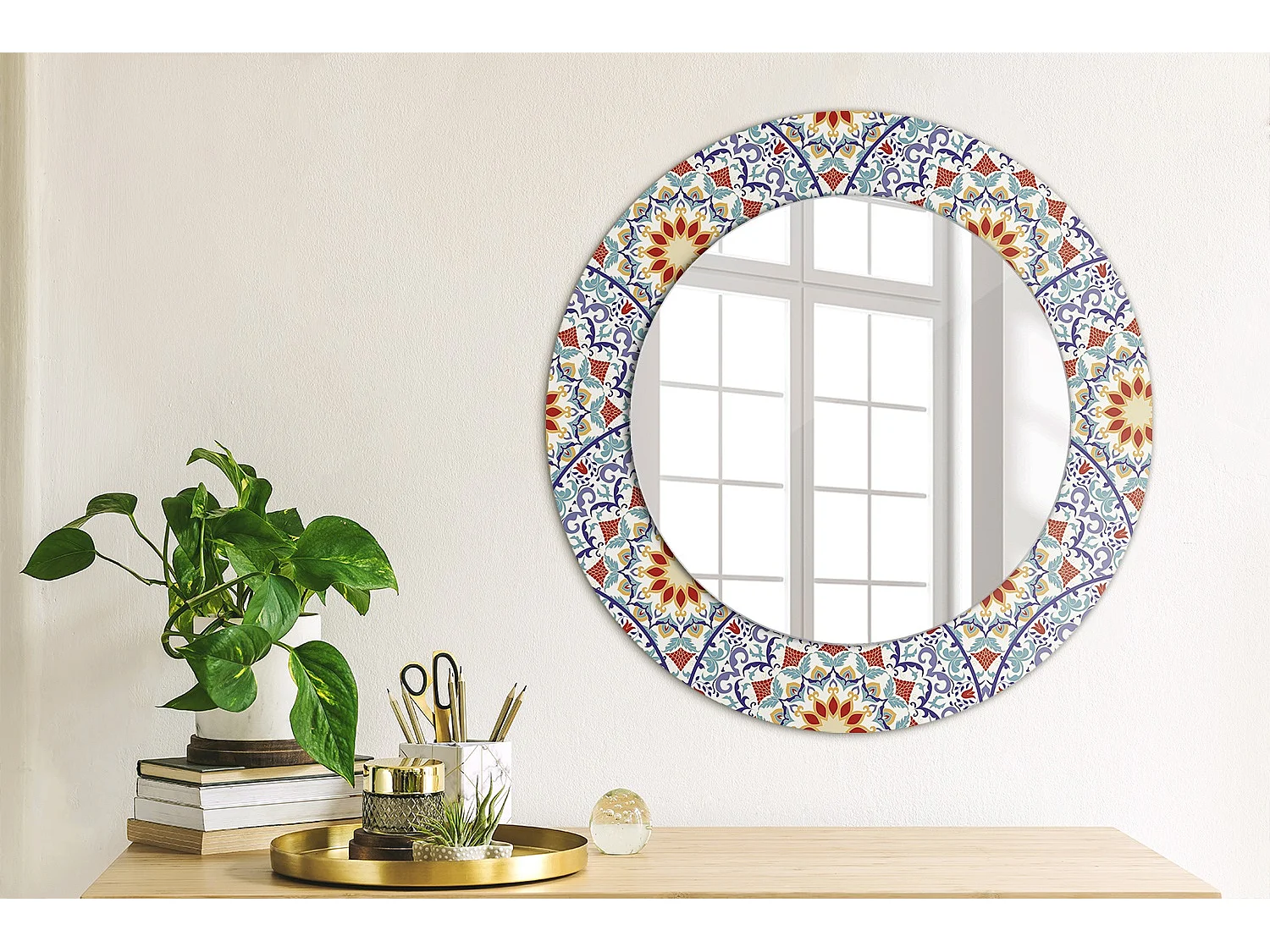 Dekorativer runder Spiegel - Orientalische Komposition - 50 cm
