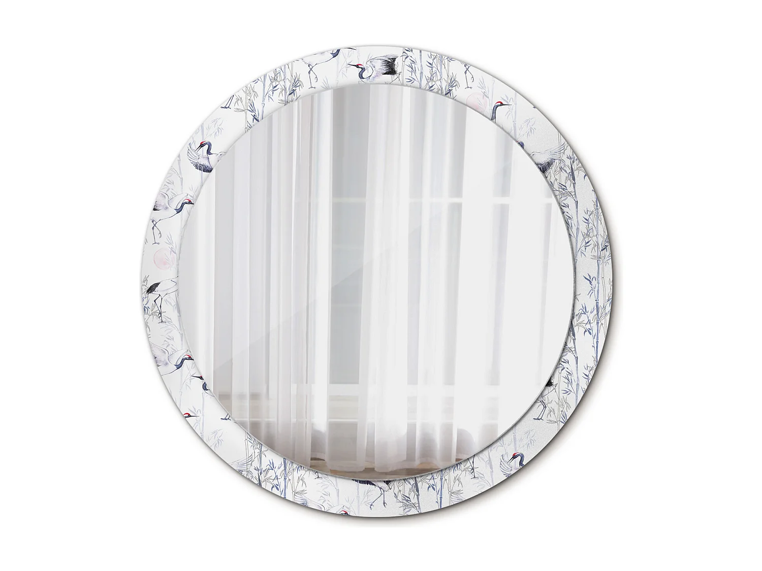 Ronde decoratieve spiegel - Kraanvogels - 90 cm