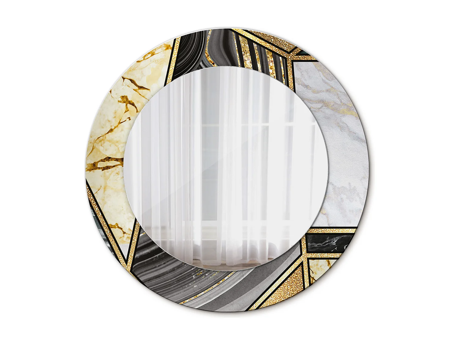 Dekorativer runder Spiegel – Marmor-Stil – 50 cm