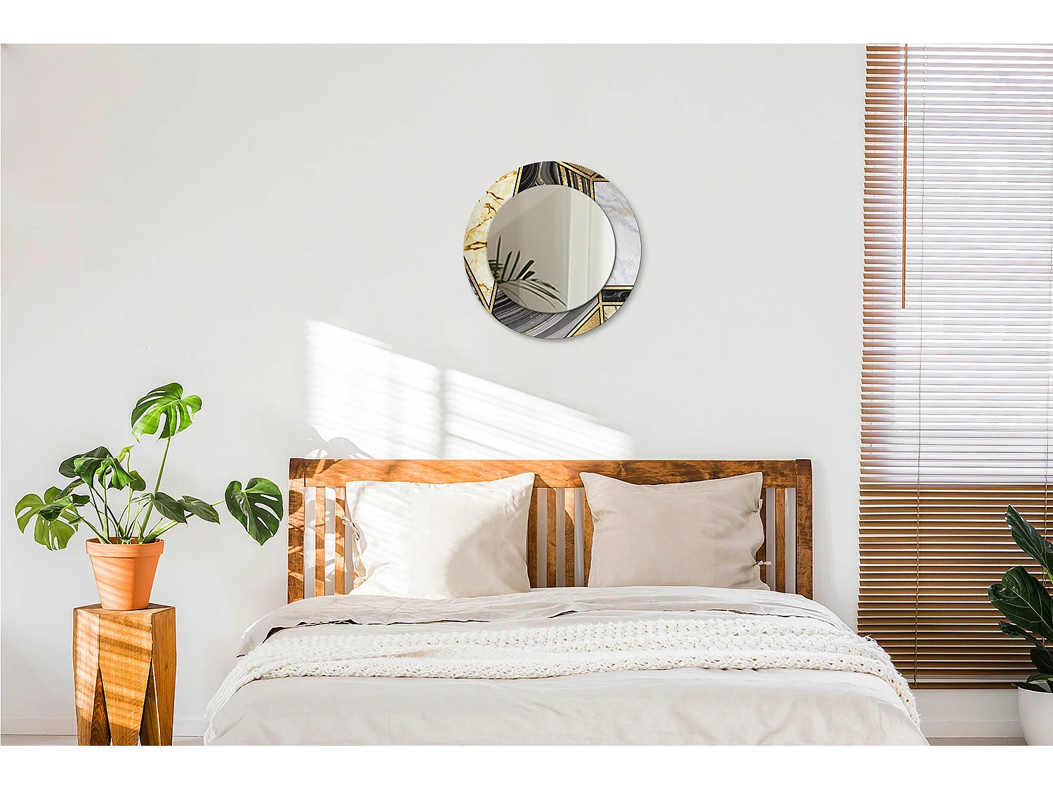 Dekorativer runder Spiegel – Marmor-Stil – 50 cm