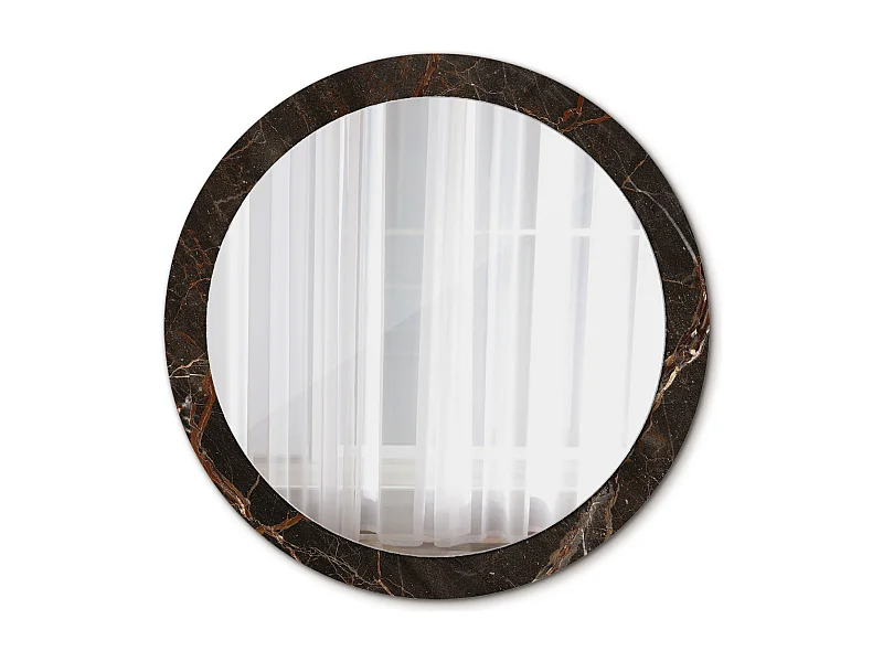 Runder dekorativer Spiegel - Brauner Marmor - 90 cm