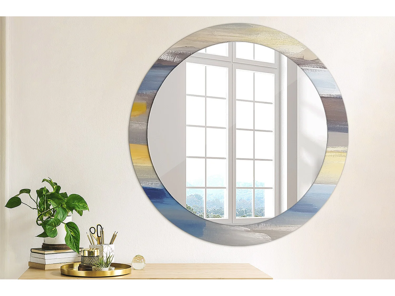 Decoratieve ronde spiegel - Abstract beeld - 80 cm