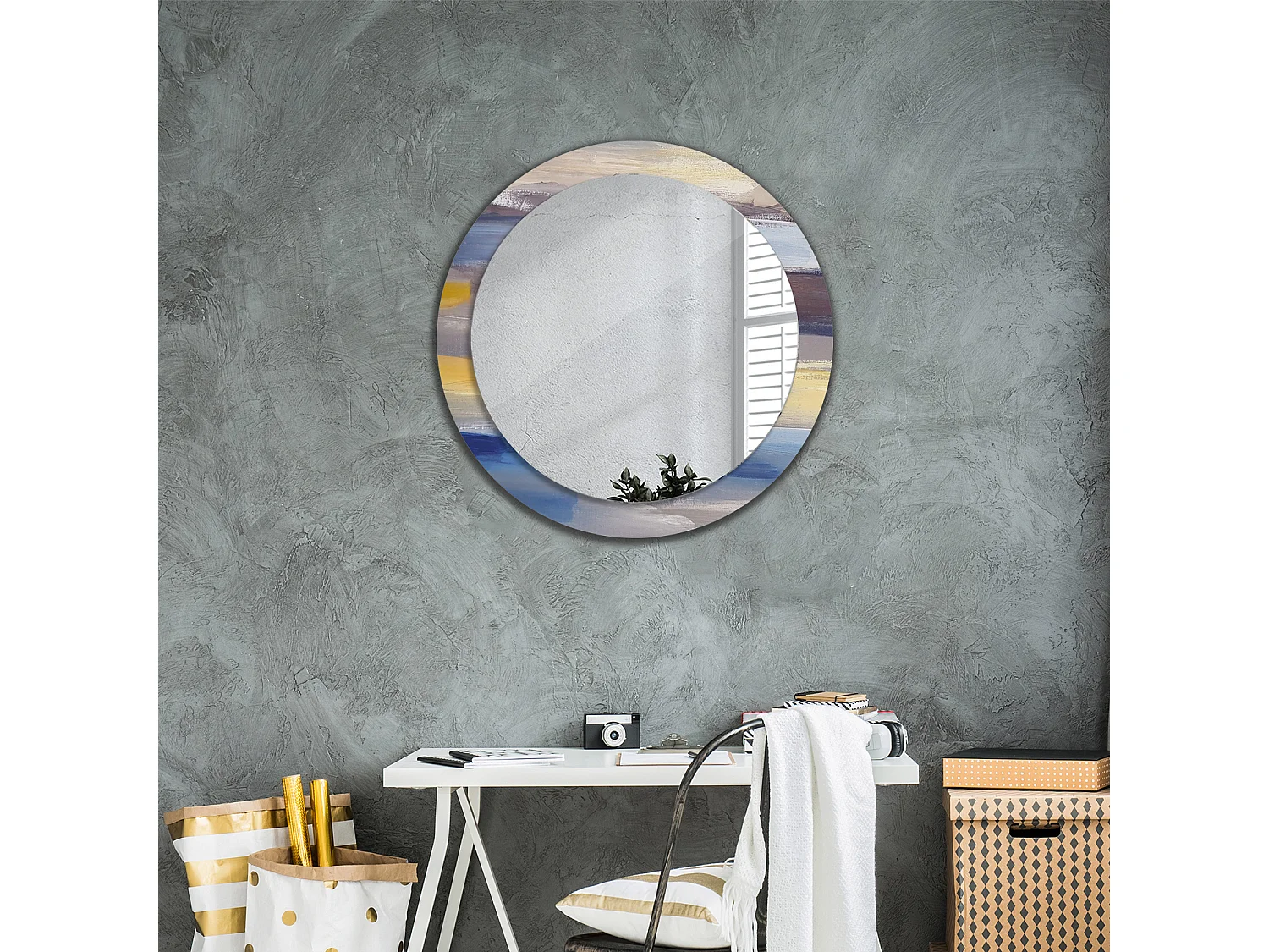 Decoratieve ronde spiegel - Abstract beeld - 80 cm